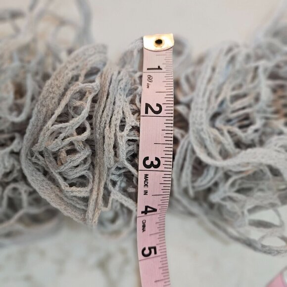 Handcrafted Gray Crochet Ruffle Boho Bohemian Whimsigoth Long Scarf - Picture 7 of 7